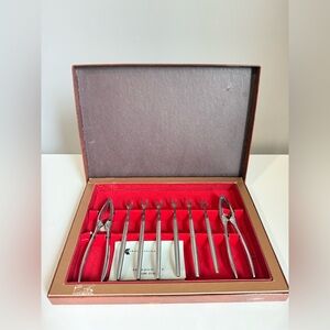 Kalman Design..Italian Sea Food Set by 6 forks, 2 Claw Breakers, Stainless